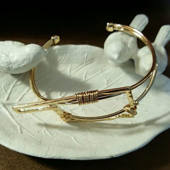 NEW Oklahoma cuff bracelet bangle gold plate adjustable - Picture 2 of 3